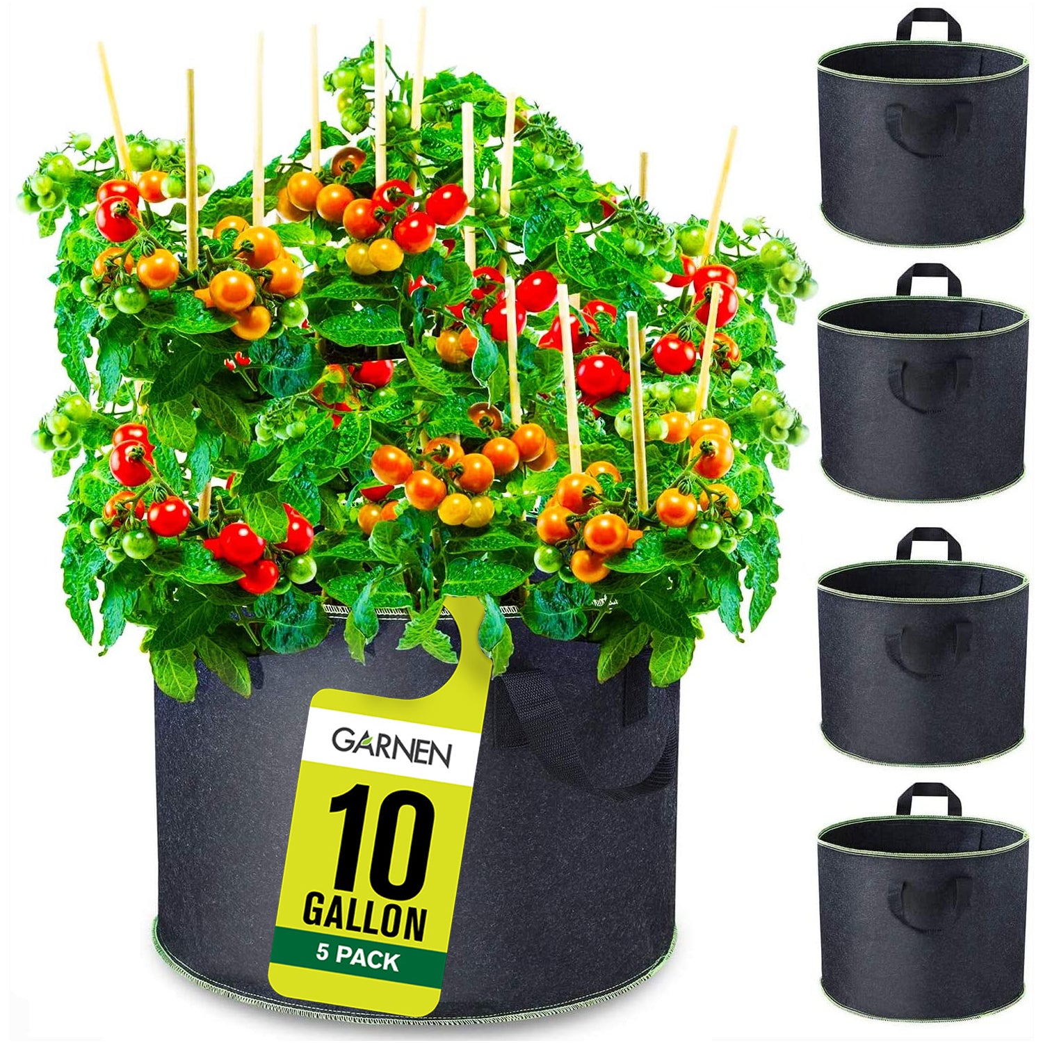 Garnen 10 Gallon Garden Grow Bag with Handles Black/Green