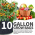 Garnen 10 Gallon Garden Grow Bag with Handles - 5 Pack - Black/Green