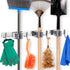 Garnen Mop and Broom Organizer Wall Mount Holder (3 Racks+ 4 Hooks) Silver Stainless Steel