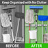 Garnen Mop and Broom Organizer Wall Mount Holder (3 Racks+ 4 Hooks) Silver Stainless Steel