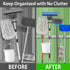 Garnen Mop and Broom Organizer Wall Mount Holder (4 Racks+ 5 Hooks) Silver Stainless Steel