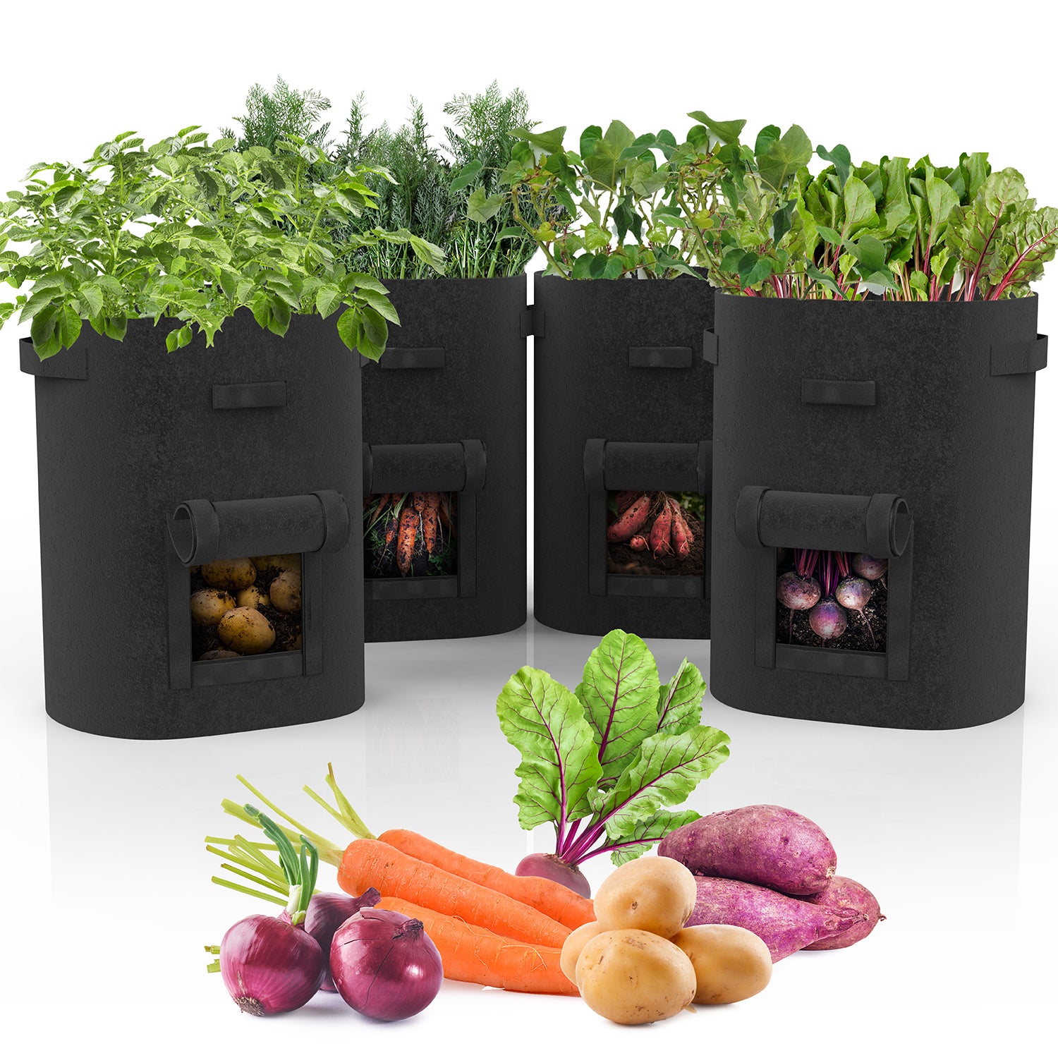 Garnen 10 Gallon Potato Garden Grow Bag with Handles & Harvest Window – Black