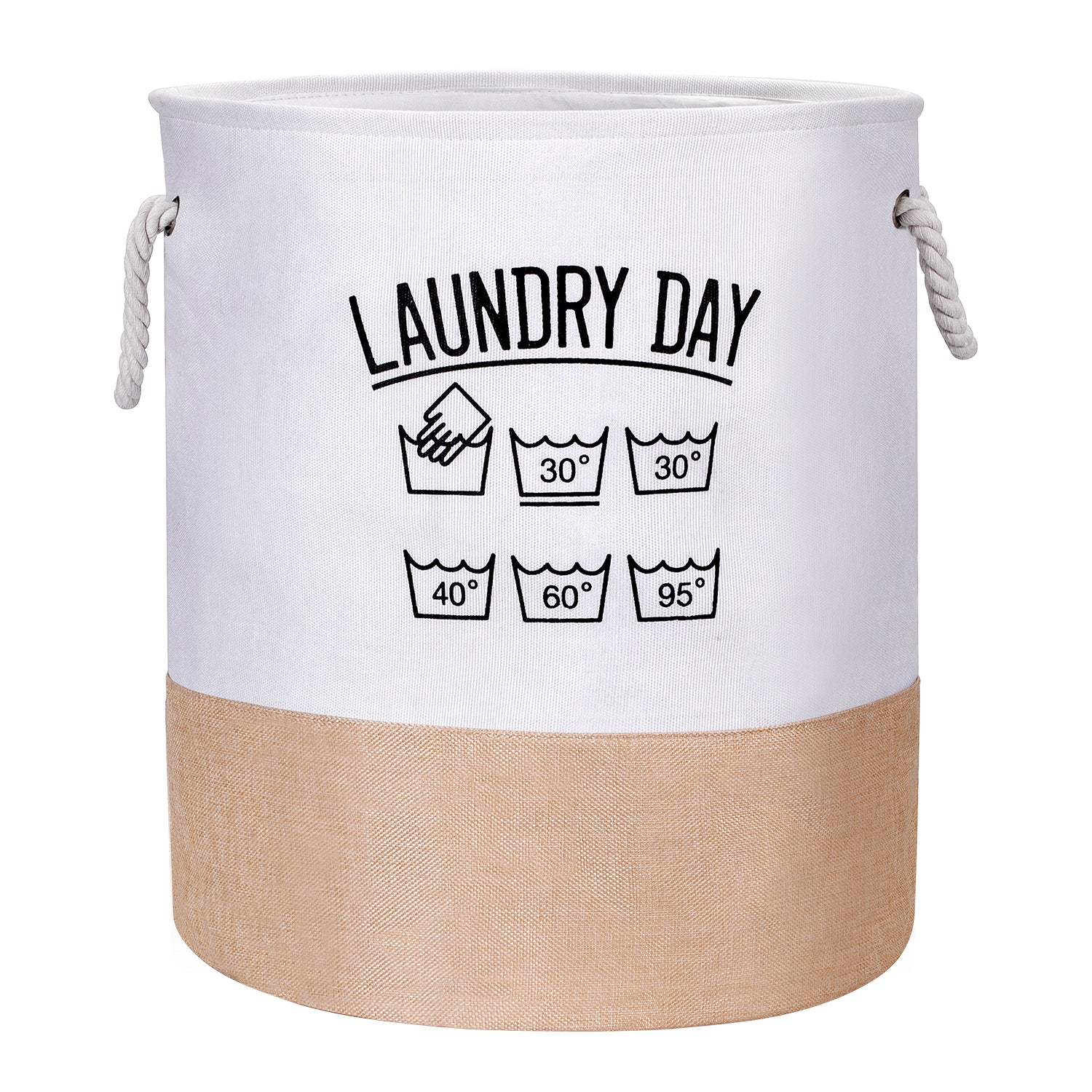 Garnen Large Round Laundry Bag w/Handle 40cm X 50cm -White
