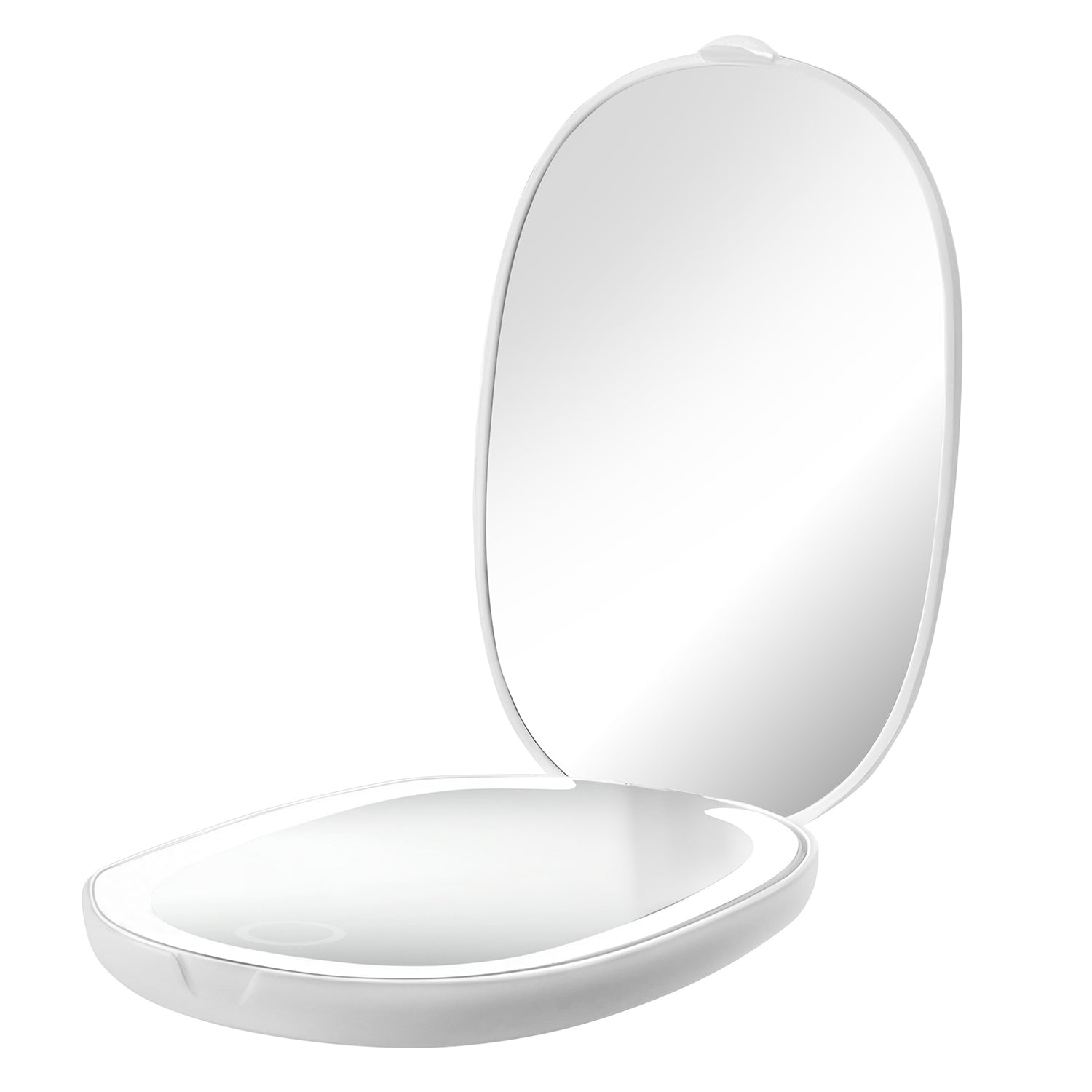 Garnen Portable LED Lighted Flip-Top Mirror Case - White