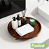 Garnen Kitchen Décor Wooden Tray Acacia Wood Tray for Coffee Table Bathroom Vanity Counter, Round Pedestal Stand Wood Riser Tray Candle Jewelry Holder