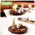 Garnen Kitchen Décor Wooden Tray Acacia Wood Tray for Coffee Table Bathroom Vanity Counter, Round Pedestal Stand Wood Riser Tray Candle Jewelry Holder