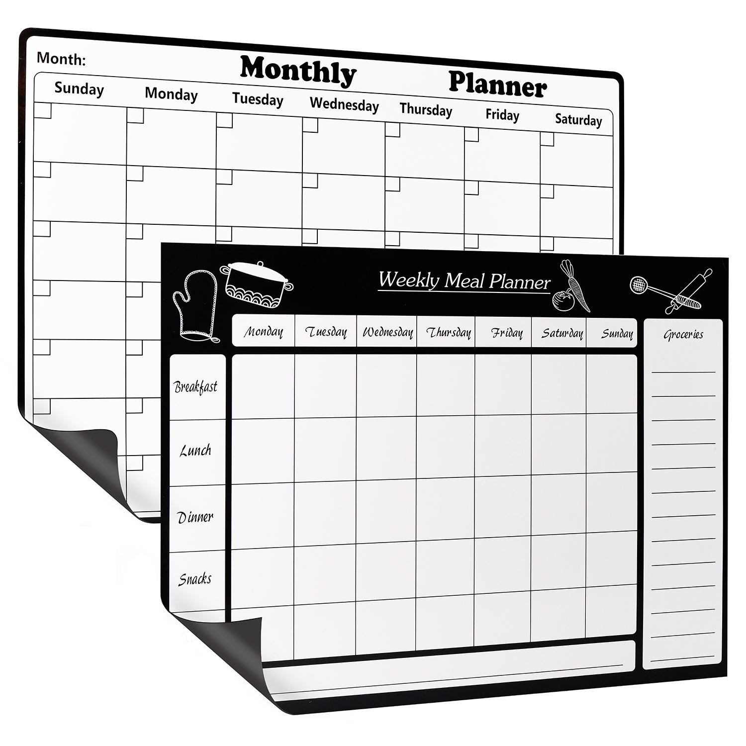 Garnen Monthly & Weekly Planner Magnetic Dry Erase Board - 2 Pack