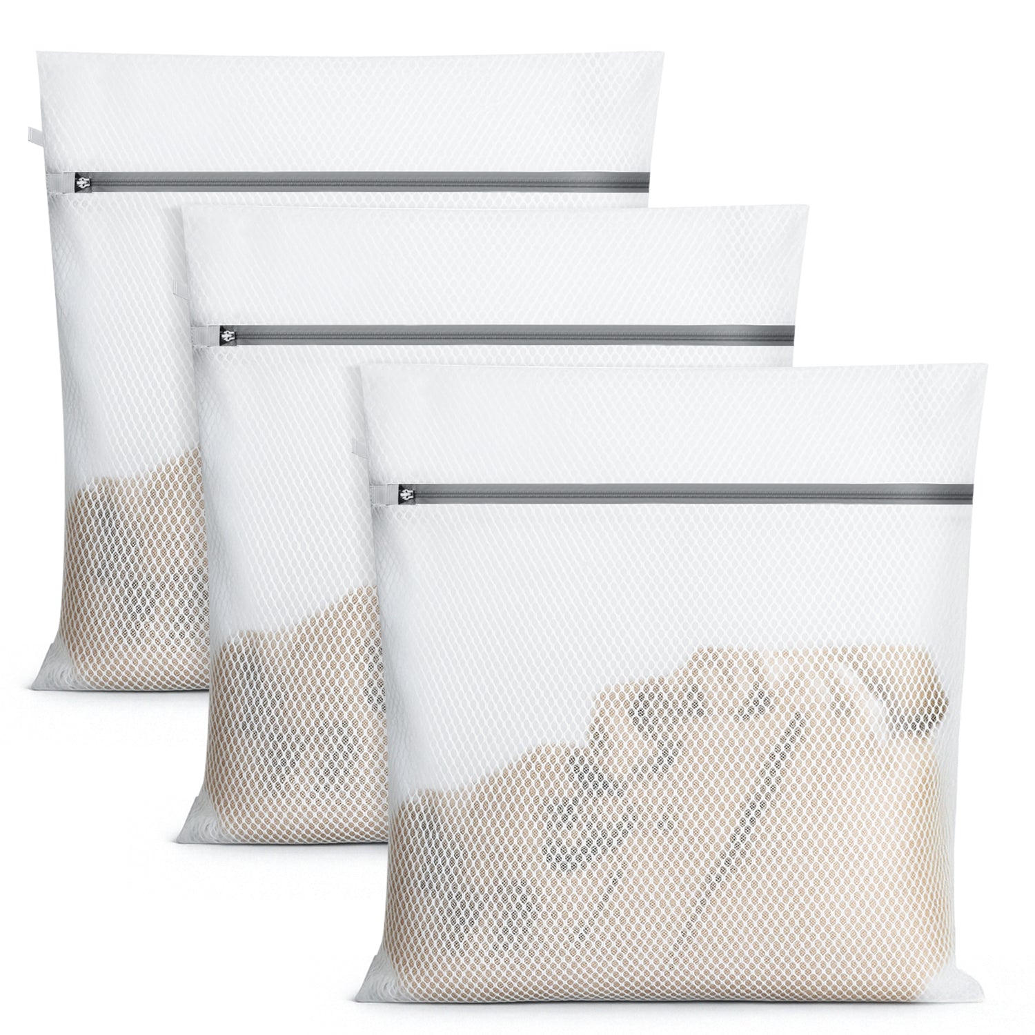 Garnen [3 Pack] Honeycomb Mesh Laundry Bag Washing Machine (23.6 x 23.6”) - White