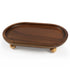 Garnen Kitchen Décor Wooden Tray Acacia Wood Tray for Coffee Table Bathroom Vanity Counter, Oval Pedestal Stand Wood Riser Tray Candle Jewelry Holder