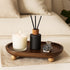 Garnen Kitchen Décor Wooden Tray Acacia Wood Tray for Coffee Table Bathroom Vanity Counter, Oval Pedestal Stand Wood Riser Tray Candle Jewelry Holder