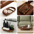 Garnen Kitchen Décor Wooden Tray Acacia Wood Tray for Coffee Table Bathroom Vanity Counter, Oval Pedestal Stand Wood Riser Tray Candle Jewelry Holder