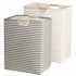 Garnen [2 Pack] Foldable Laundry Hamper Home Organization Bag with Wooden Handles - Gray and Beige