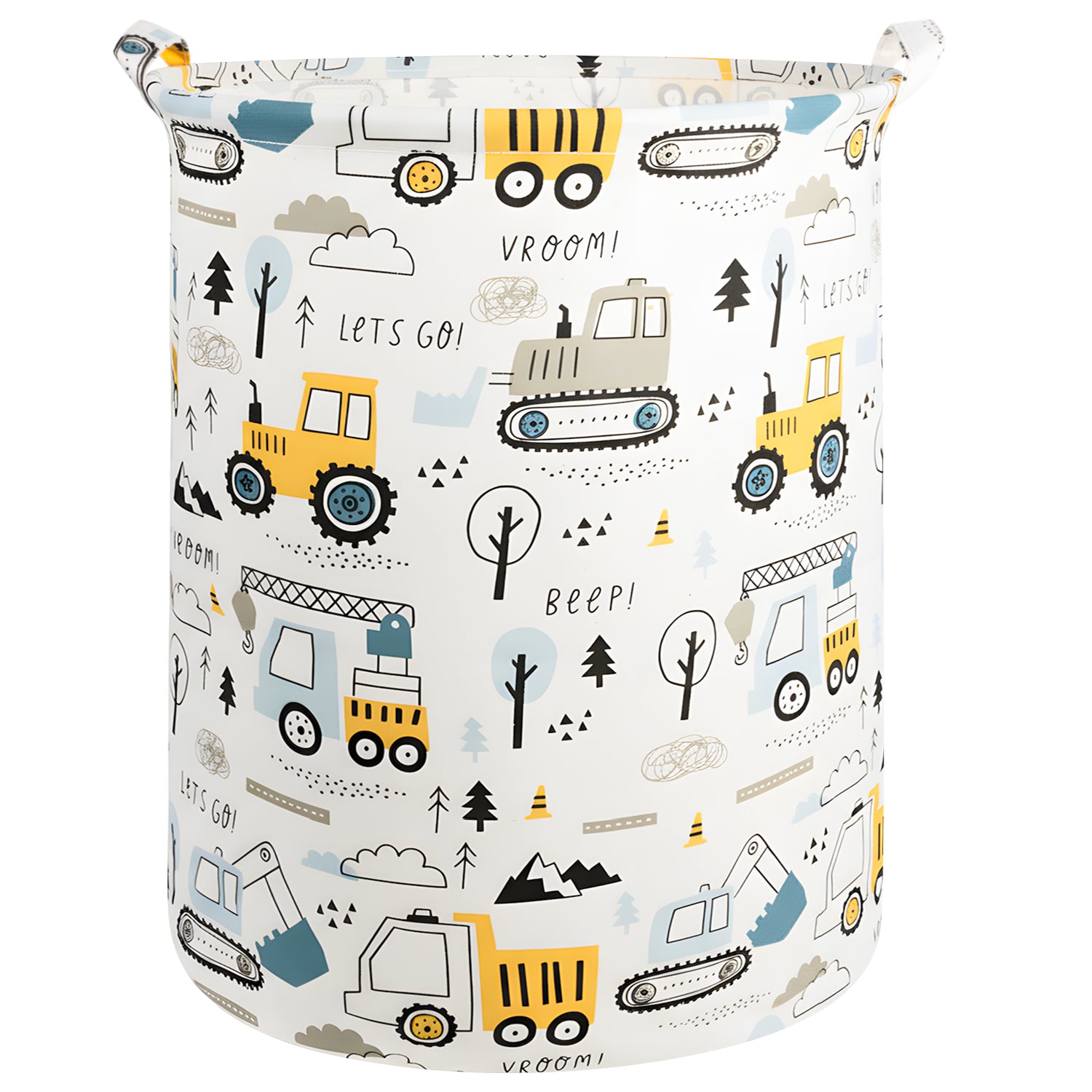 Garnen 80L Large Capacity Foldable Waterproof Storage Bucket, Kids’ Construction Truck Design - Blue/Yellow/White