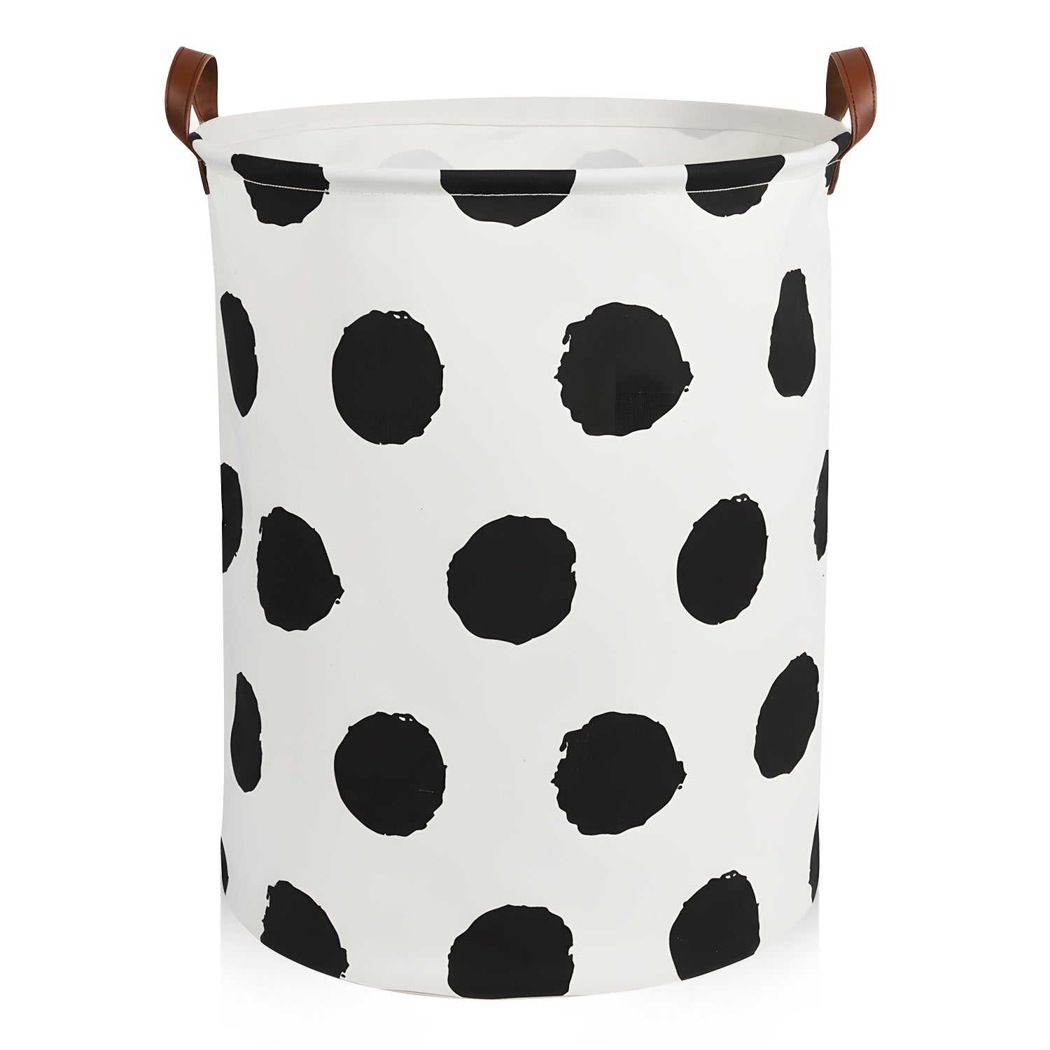 Garnen 80L Large Capacity Foldable Polka Dot Laundry Hamper for Clothes Storage - Black & White