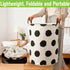 Garnen 80L Large Capacity Foldable Polka Dot Laundry Hamper for Clothes Storage - Black & White