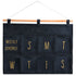 Garnen Weekly Schedule Wall Organizer, 8-Pocket Fabric Hanging Planner, Dark Gray with Gold Text, Wooden Rod