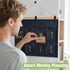 Garnen Weekly Schedule Wall Organizer, 8-Pocket Fabric Hanging Planner, Dark Gray with Gold Text, Wooden Rod