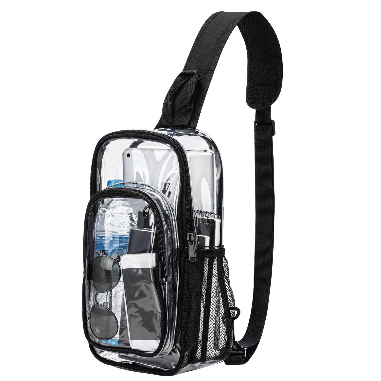 Garnen Clear Crossbody Bags for Stadium Events, Clear Purse Crossbody Sling Bag with Zipper & Adjustable Strap Clear Stadium Approved See Through Bag