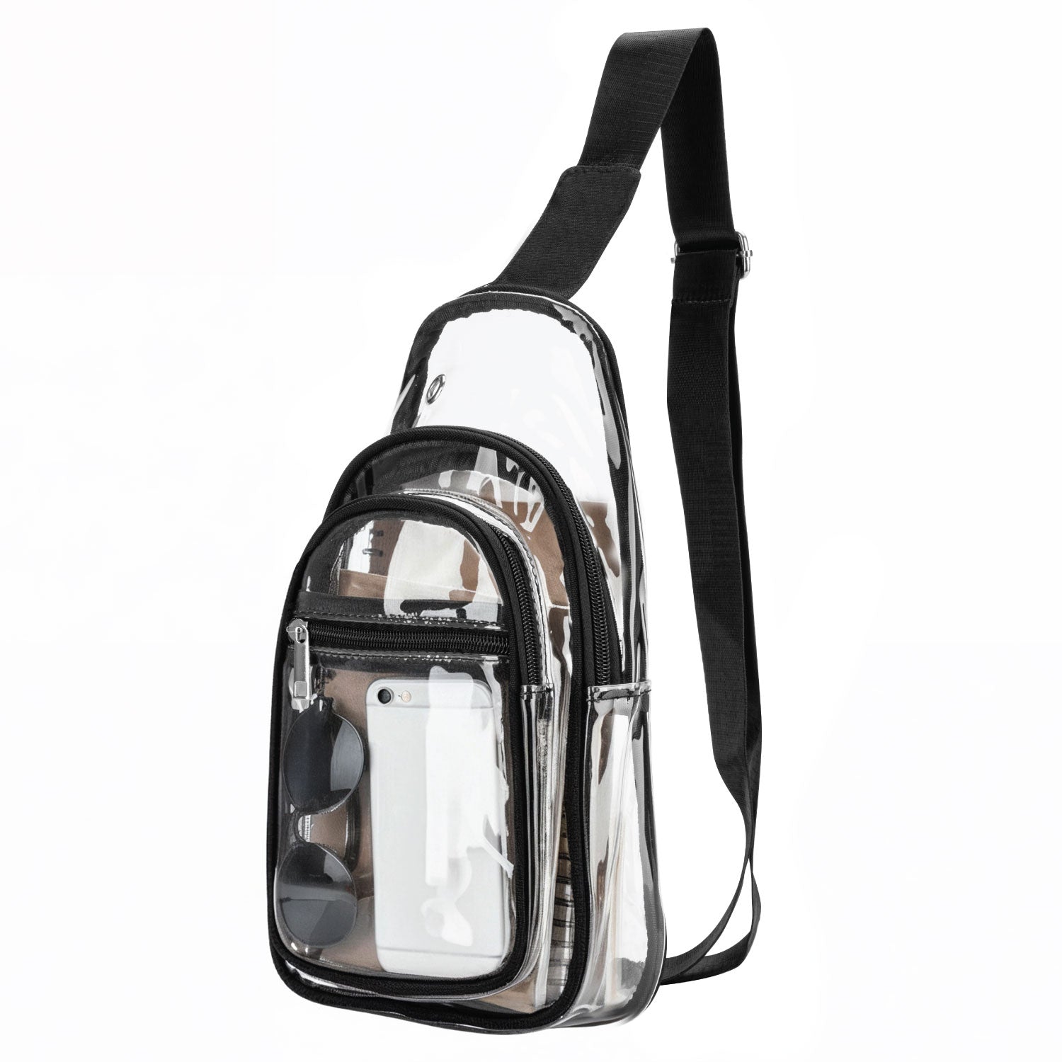 Garnen Clear Crossbody Bags for Stadium Events, Clear Purse Crossbody Sling Bag Clear Stadium Approved See Through Bag with Zipper & Adjustable Strap
