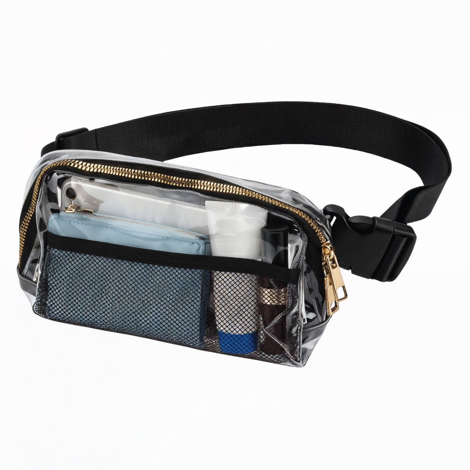 Garnen Clear Fanny Pack Stadium Approved Bag, Clear Crossbody Bag for Stadium Events Concerts Gameday, Clear Belt Bag with Adjustable Strap