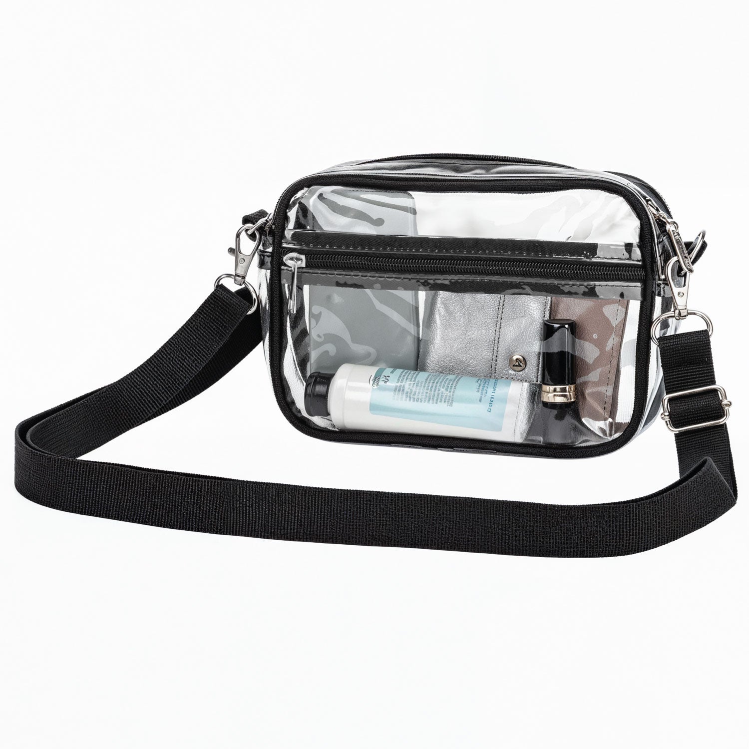 Garnen Clear Bag for Stadium Events, Clear Purse Crossbody Bags, Clear Stadium Approved Bags See Through Bag With Zipper and Adjustable Strap