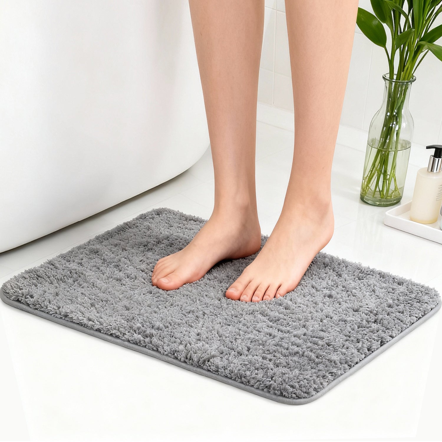 Garnen Microfiber Bath Mat - Non-Slip Absorbent Bathroom Rug, 50x80 cm