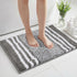 Garnen Striped Microfiber Bath Mat, Soft Absorbent Non-Slip Quick-Dry Rug, Gray & White