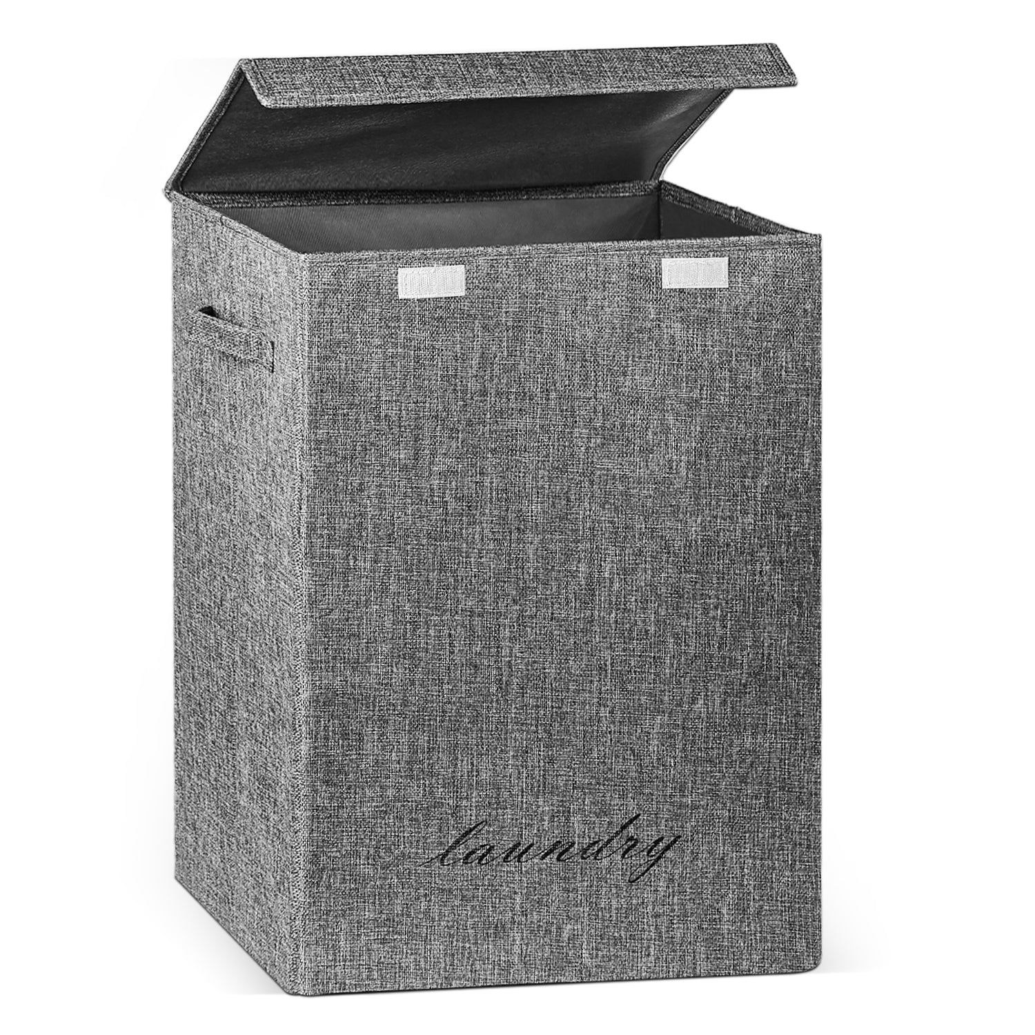 Garnen Laundry & Storage Basket with Lid, Sleek Rectangular Portable Hamper with Handles, Grey