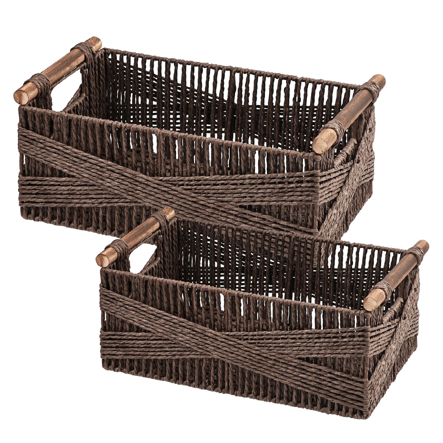Garnen 2-Pack Woven Storage Baskets with Handles, Natural Wicker