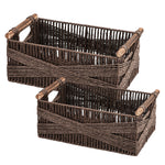 Garnen 15-Inch Woven Storage Baskets with Handles, Natural Wicker