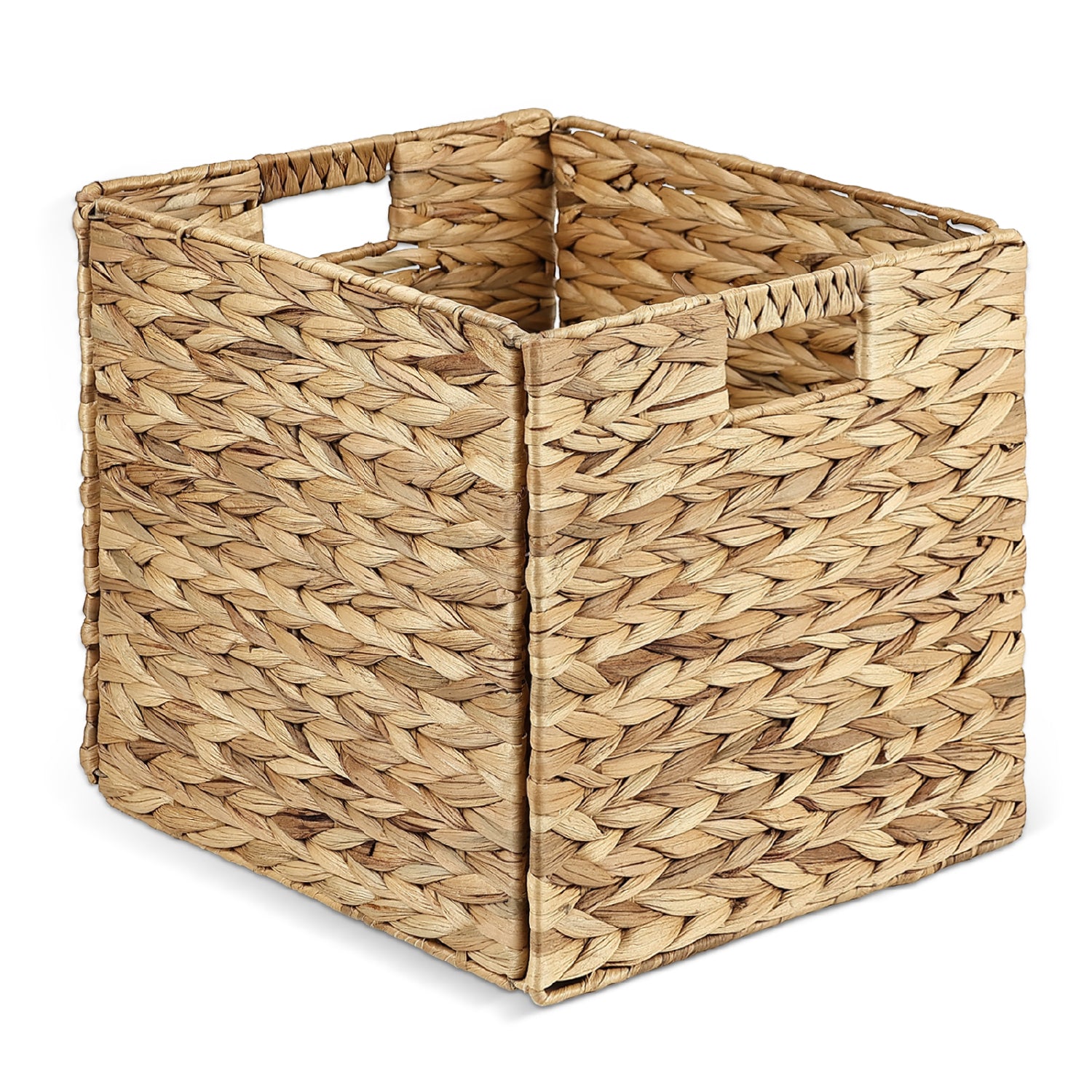 Garnen Foldable Square Organizer Storage Basket, Wicker with Handles (30x30x30cm)