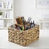 Garnen Square Wicker Storage Basket, 4-Slot Divider Compartments Natural Woven