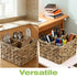 Garnen Square Wicker Storage Basket, 4-Slot Divider Compartments Natural Woven