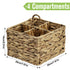 Garnen Square Wicker Storage Basket, 4-Slot Divider Compartments Natural Woven