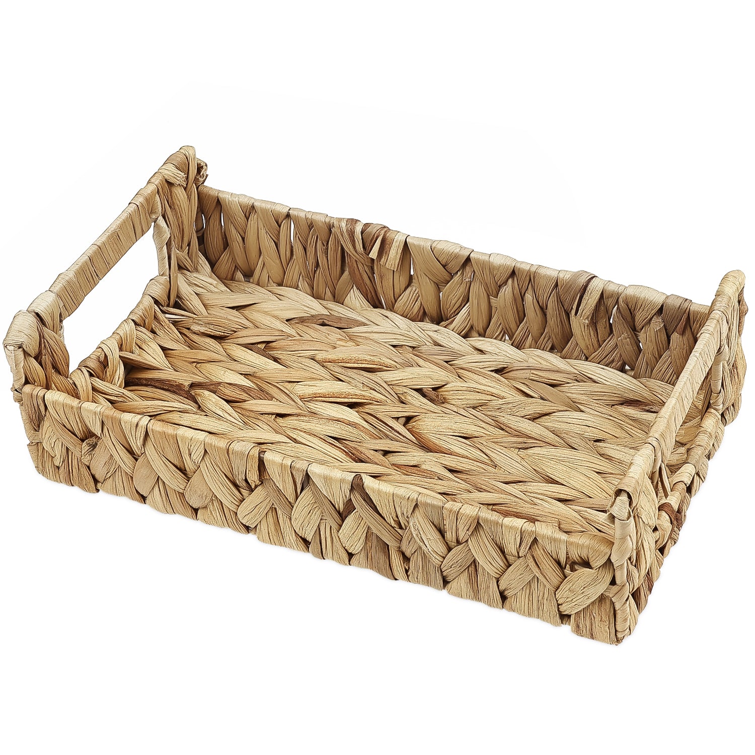 Garnen Storage Wicker Basket, Slim Design with Handles Natural Woven