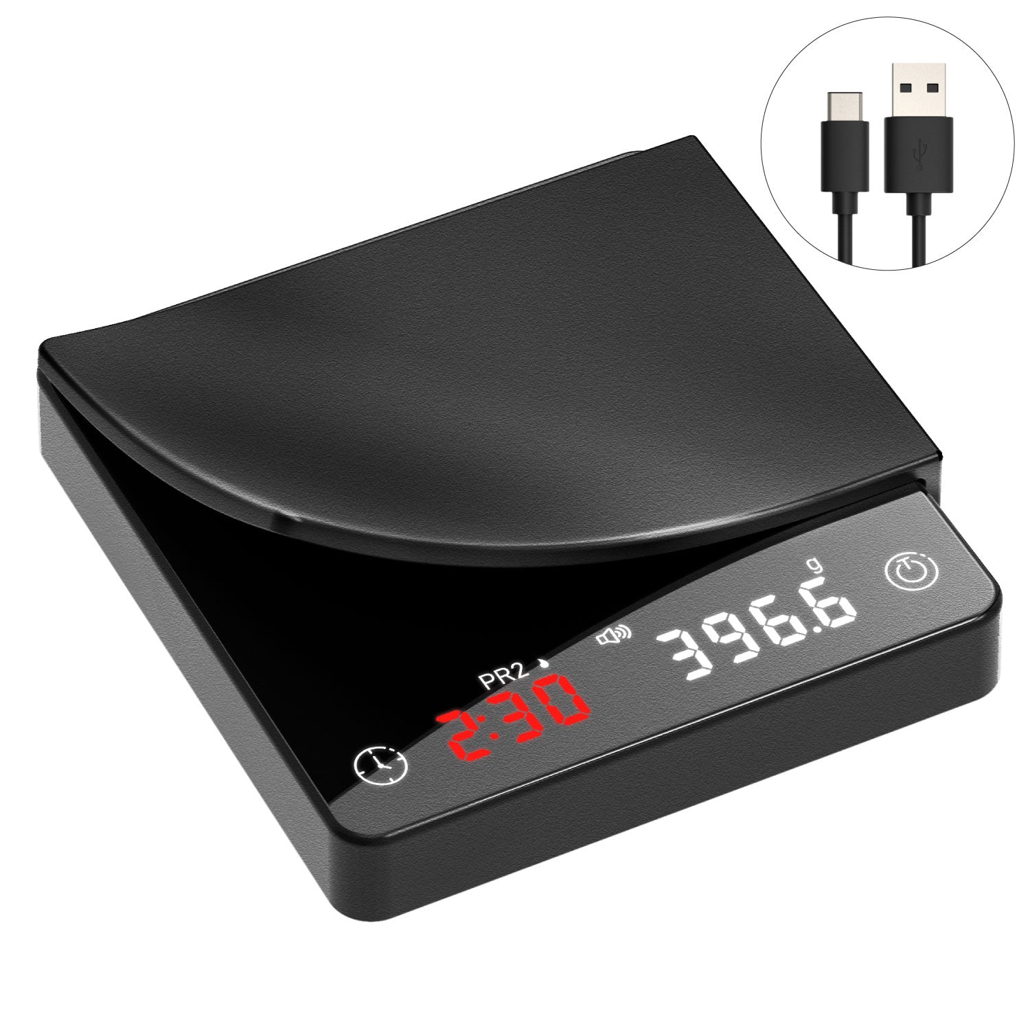 Garnen Mini Smart Coffee Scale, Precision 0.1g with Auto Timer and LED Display, Black