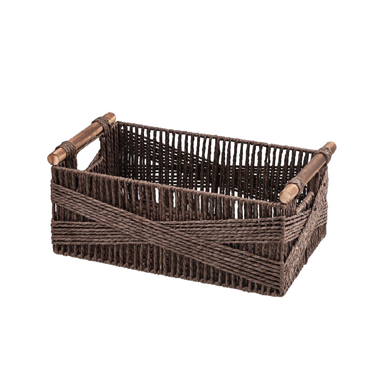 Garnen 13-Inch Woven Storage Baskets with Handles, Natural Wicker