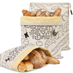 Garnen Beeswax Bread Bags for Homemade Bread, Reusable Eco-Friendly Food Storage Wrap Pouches, Beige