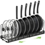 Garnen Pots and Pans Organizer Rack, Expandable Kitchen Cabinet & Countertop Storage for Cookware, Lids & Baking Trays