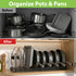 Garnen Pots and Pans Organizer Rack, Expandable Kitchen Cabinet & Countertop Storage for Cookware, Lids & Baking Trays