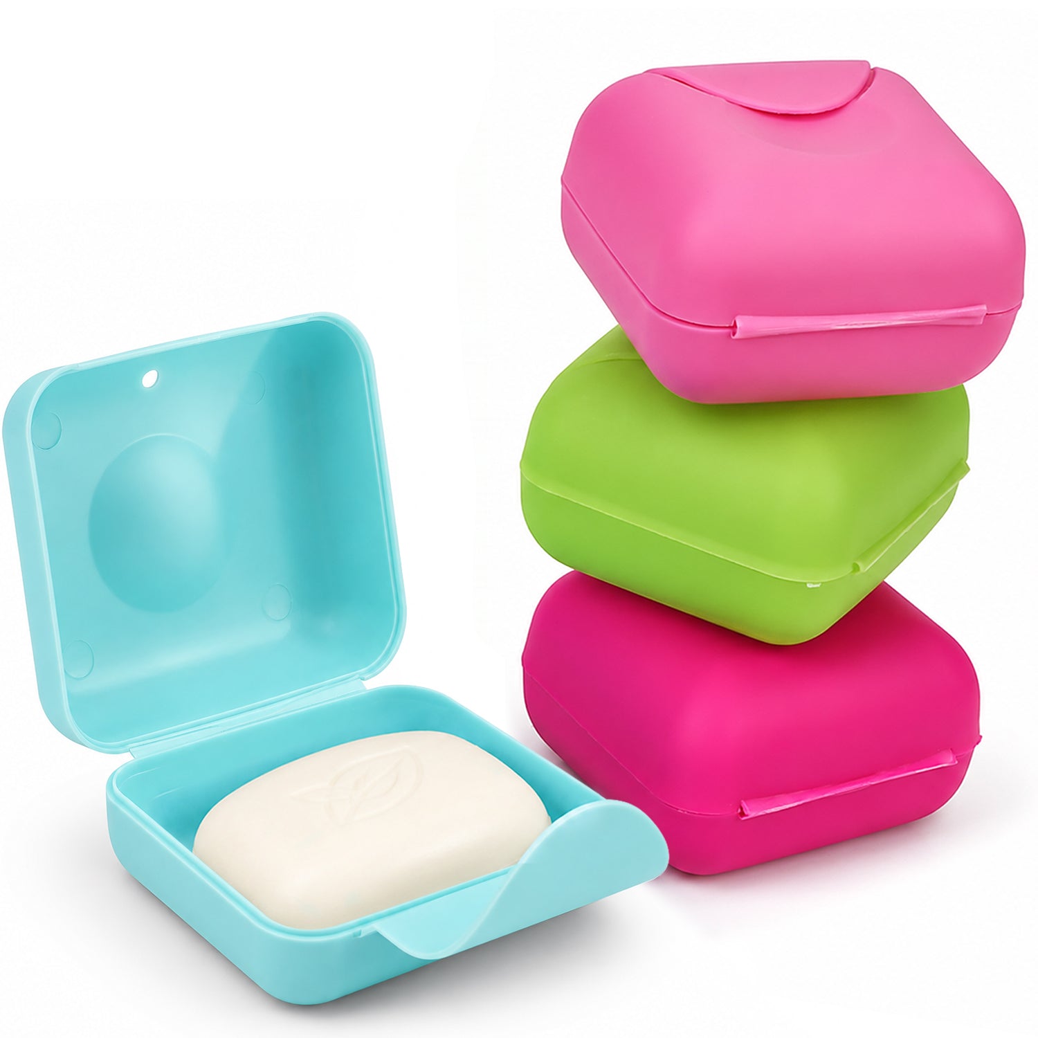Garnen 4-Pack Mini Travel Soap Holder Cases, Assorted Colors