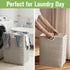 Garnen Laundry Basket Collapsible Laundry Hamper Foldable Bag, Wooden Handles Dirty Clothes Baskets Laundry Bin Organizer for Kids Baby Bathroom