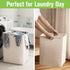 Garnen Laundry Basket Collapsible Laundry Hamper Foldable Bag, Wooden Handles Dirty Clothes Baskets Laundry Bin Organizer for Kids Baby Bathroom