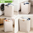 Garnen Laundry Basket Collapsible Laundry Hamper Foldable Bag, Wooden Handles Dirty Clothes Baskets Laundry Bin Organizer for Kids Baby Bathroom
