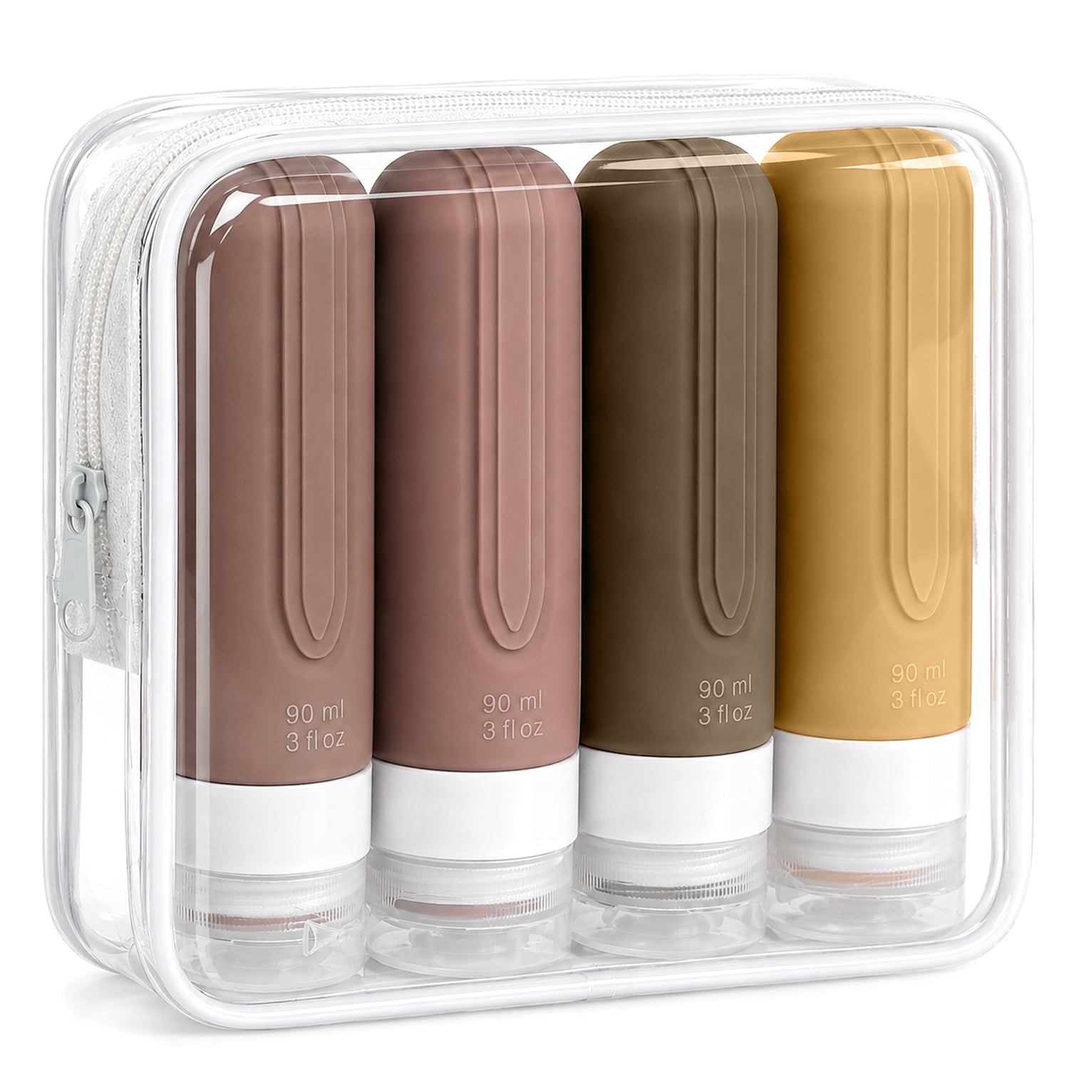 Garnen 4-Pack Silicone Travel Bottles for Toiletries, 90ml / 3 oz