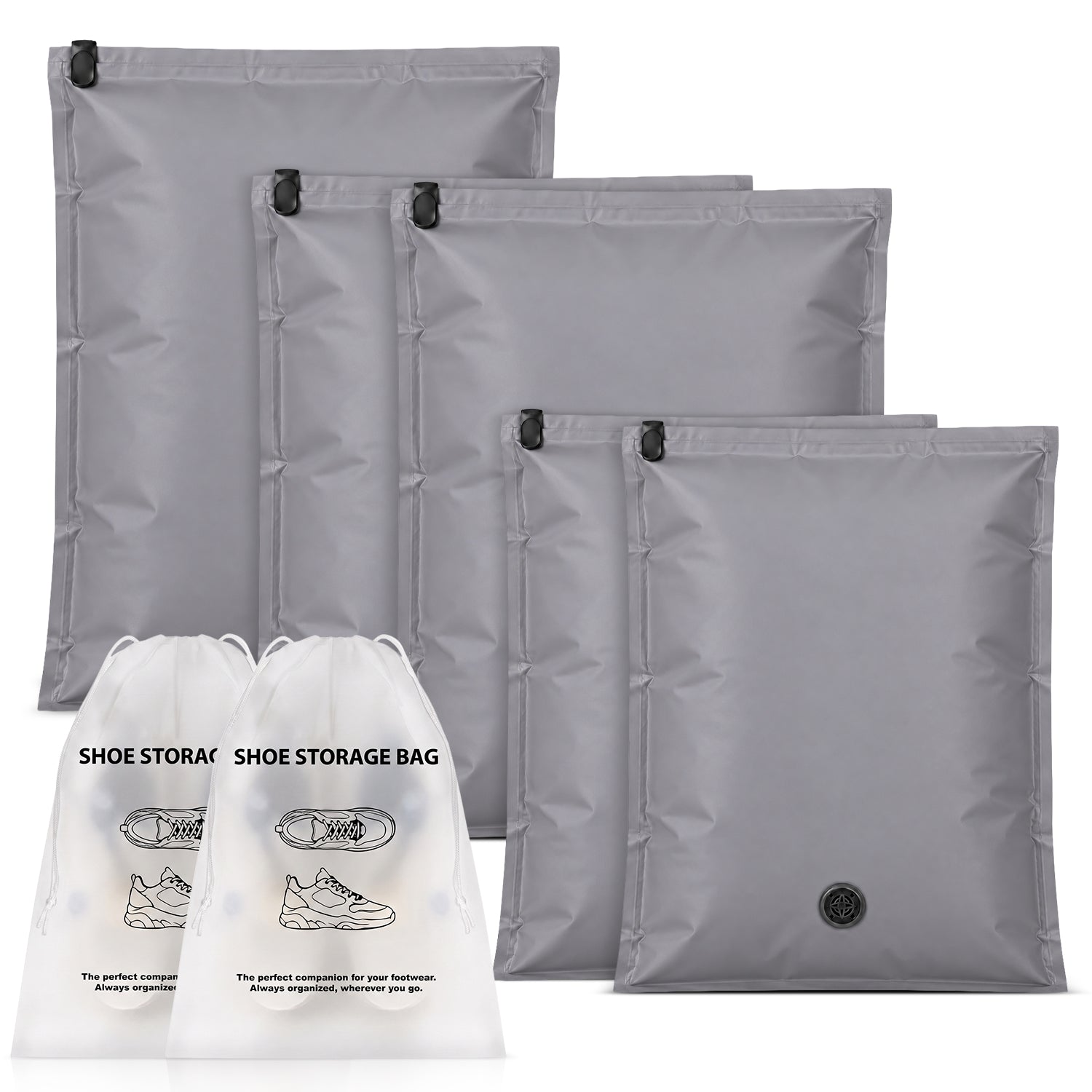 Garnen 7-Piece Travel Storage Set - Roll Up Compression Bags & Shoe Bags