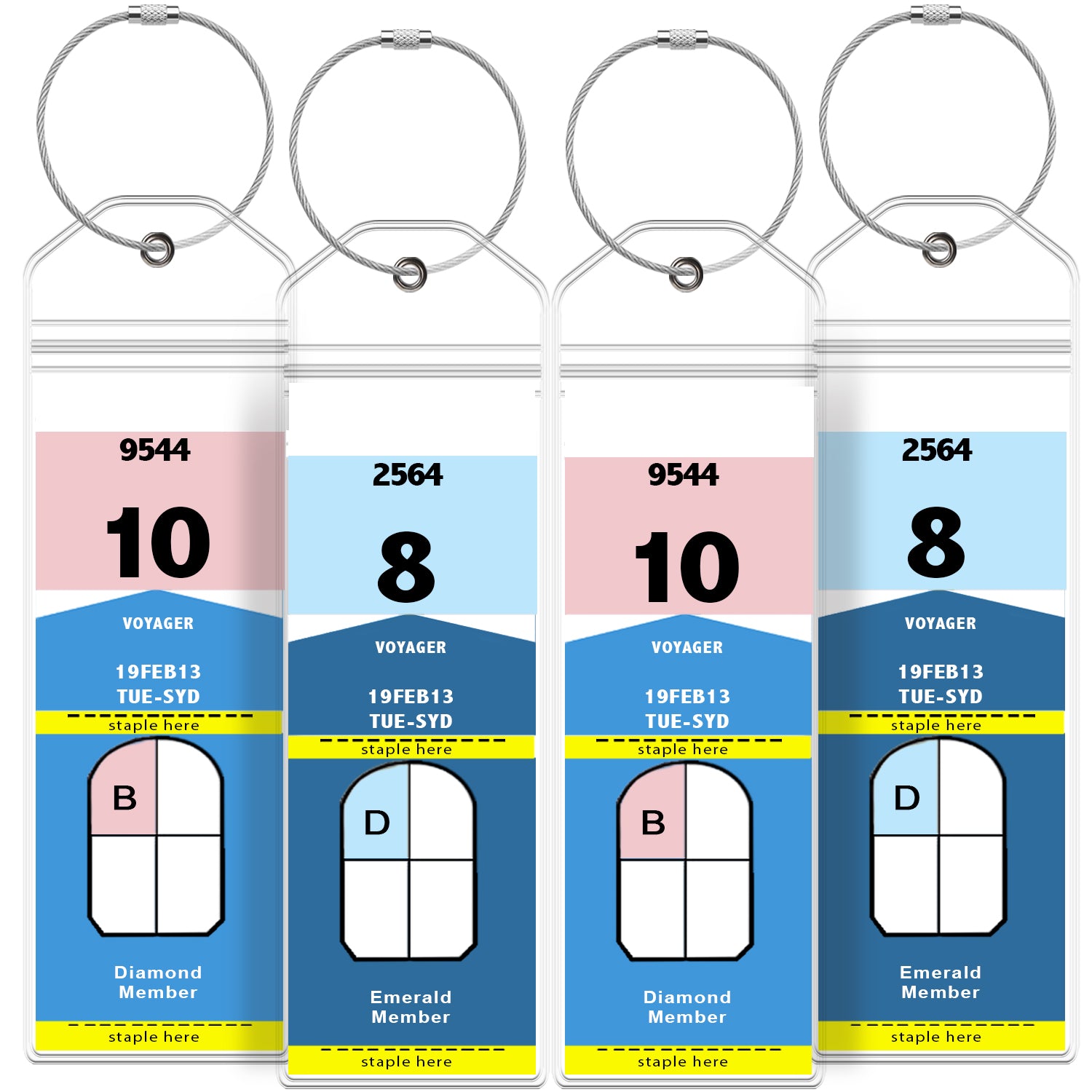 Royal Caribbean and Celebrity Cruise Luggage Tag Holder with Zip Seal & Steel Loops - Clear - 4 Pack