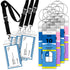 GreatShield Cruise Luggage Tag Holder w/ Zip Seal & Steel Loops for Royal Caribbean & Celebrity - Clear (8 Pack) + Greatshield Resealable Cruise ID Badge Holder with Lanyard - Black Lanyard (4 Pack)