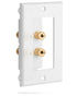 Surround Sound Home Theater Wall Plate with Gold Plated Copper Banana Binding Posts - 2 Speakers -White