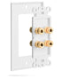 Surround Sound Home Theater Wall Plate with Gold Plated Copper Banana Binding Posts - 2 Speakers -White